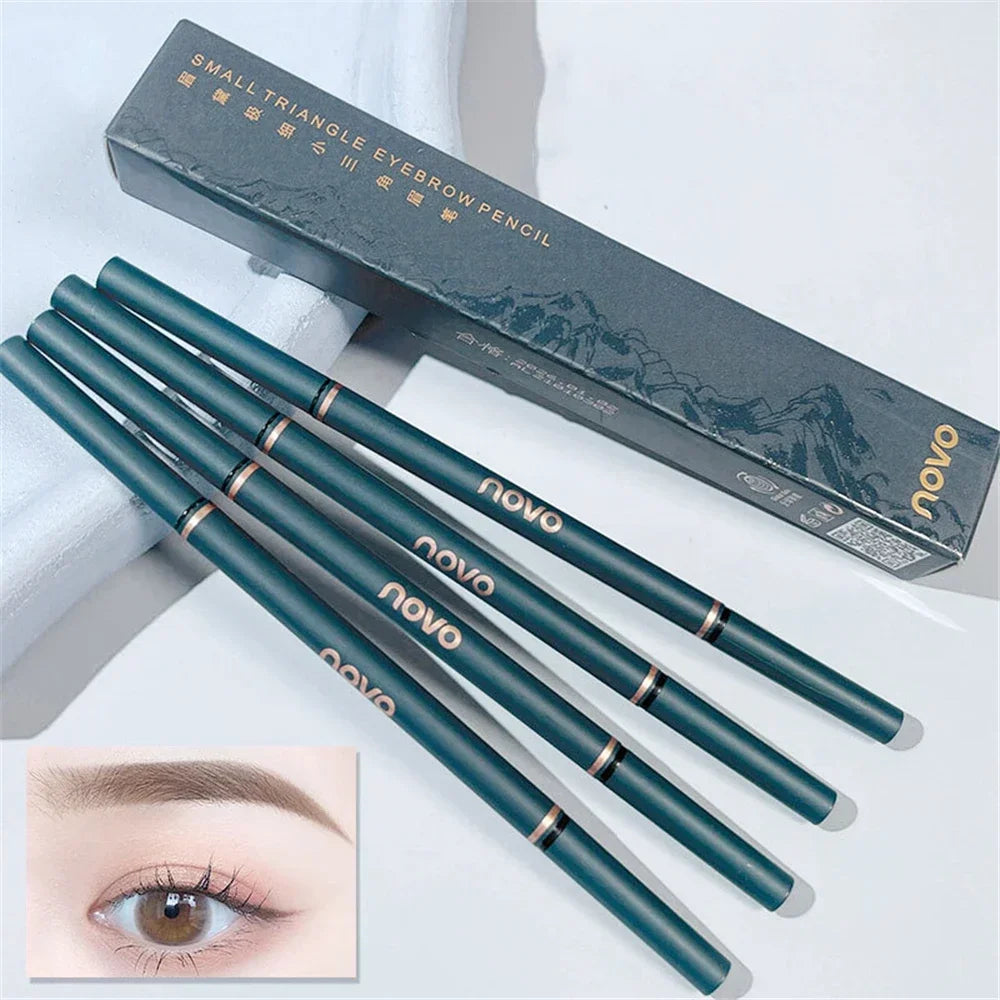Novo Color Double Eyebrow Pencil with Brush Waterproof Lasting Extremely Slim Sketch Eye Brow Tattoo Pen Eye Makeup Cosmetic