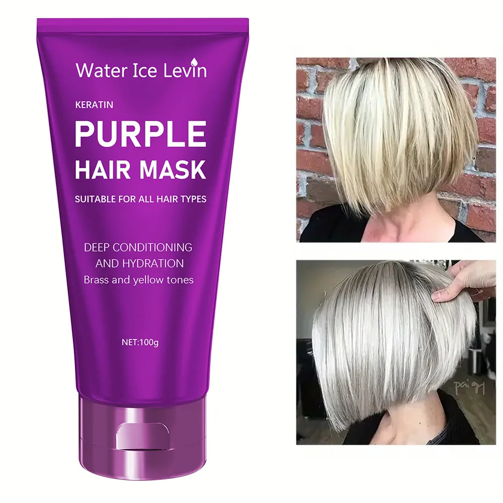 Purple Hair Mask - Lotion Is for Blonde Hair, Platinum, Bleached, Silver, Gray, Gray and Brass Hair - Remove Yellow Blend Dry, Damaged Hair - No Residual and Vegetarian Food