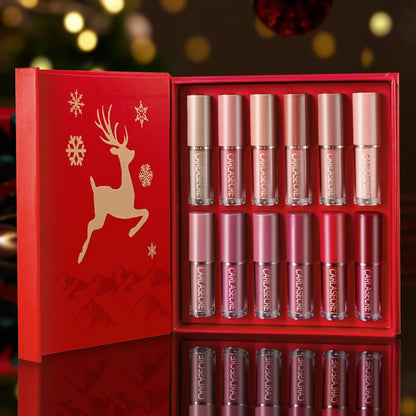 12 Color Book Matte Lipstick Set Non stick Cup Waterproof Lip Gloss Women's Makeup Long Lip Gloss Christmas Set