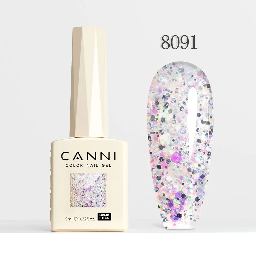 CANNI Gel Nail Polish Glitter Diamond Sparkle Color Collection Gorgeous Color HEMA FREE Soak Off UV LED Semi Permanent AurorGel