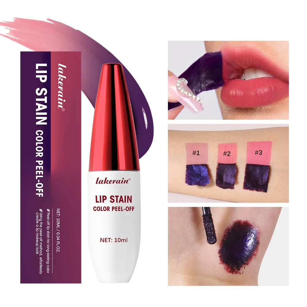 Peel Off Rose Pink Lip Gloss Matte Outline Contour Tattoo Lip Stain Waterproof Transfer Resistant Tear Off Natural Lip Tint