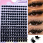 Wispy Cluster Lashes - DIY Eyelash Extensions, 9-16mm Mix, Natural Look Fluffy Individual Lashes, Reusable, C-Curl, Various Leng