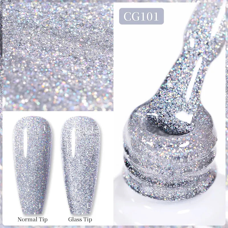 BORN PRETTY 10ml Sparkling Glitter Reflective Gel Nail Polish Sparkly Holo Shiny Pink Silver Black Gel Nail Art Salon Varnish