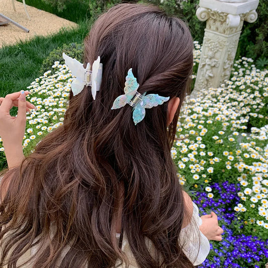 1PC French Retro Butterfly Hair Claw Mermaid Hair Clip Acetic Acid Hair Clip Retro Back of Head Hair Accessories Hairpin