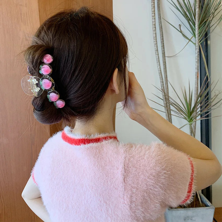 Big Pearls Acrylic Hair Claw Clips Korea Elegant Planet Sweet Hairpins Makeup Hair Styling Barrettes for Women Hair Accessories