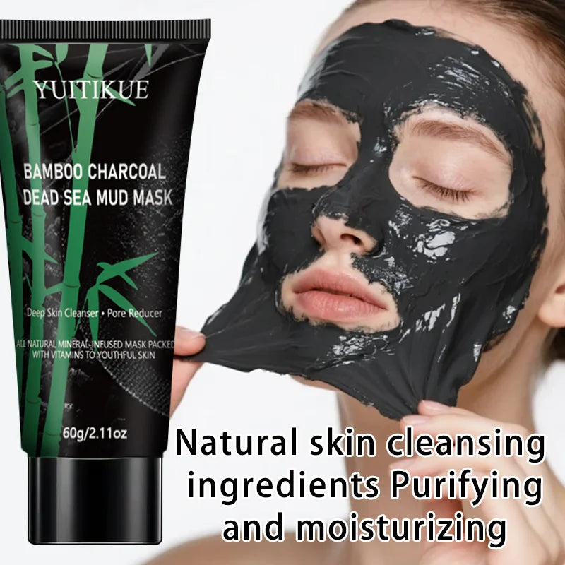 Bamboo charcoal Dead Sea mud mask, deeply cleanses pores, tightens pores, all-natural mineral-infused mask, rich in vitamins