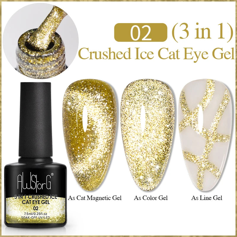 AWStorG 7.5ml Starlit Cat Magnetic Gel Nail Polish Must need Black Gel-Polaris Light Soak Off UV Gel Varnis Semi Permanent DIY