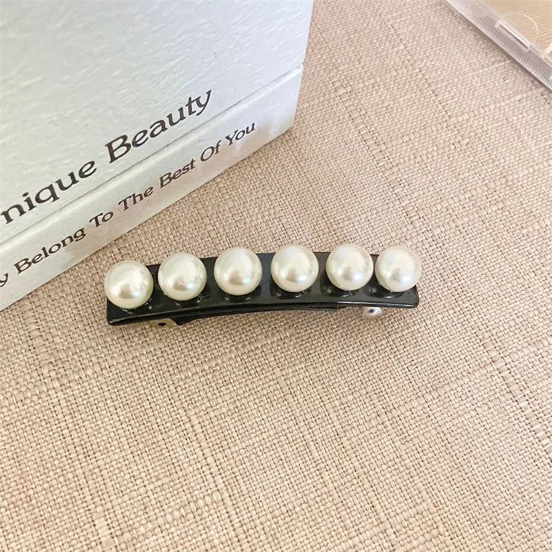 Elegant Acetate Hair Clip Imitation Pearl French Style Barrettes Hairgrip Daily Headwear Women Hair Accessories