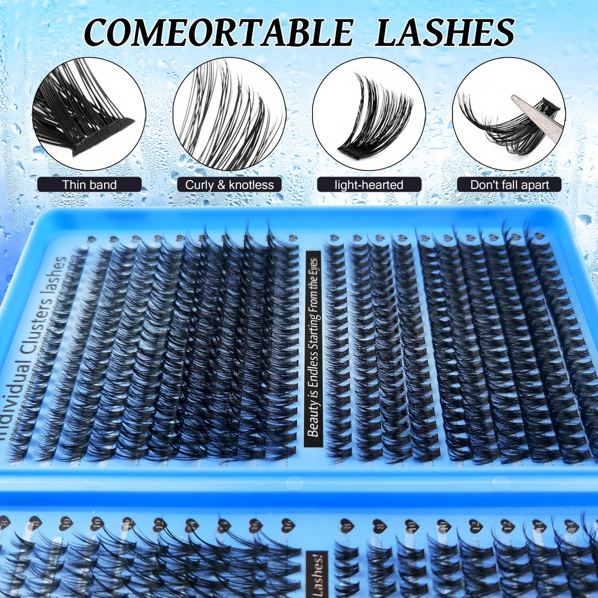 800Pcs Individual Cluster Lashes D Curl 30D 40D 50D 60D Mixed 8-16mm DIY Lash Extensions Wispy Volume False Eyelashes