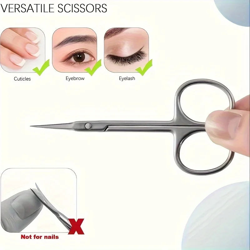 2pcs Stainless Steel Precision Curved Scissors for Manicure and Pedicure Ergonomic Design for Dead Skin,Hangnail,Callus Removal