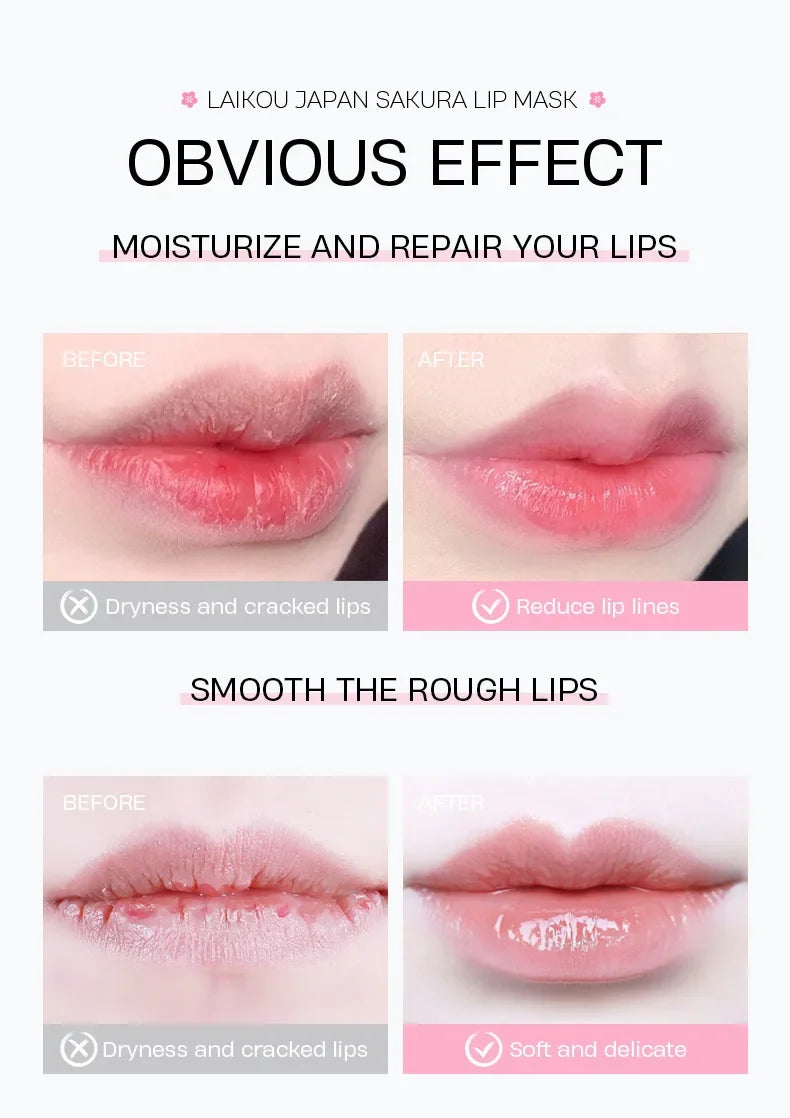 Laikou Sakura Lip Mask 8g Overnight Treatment Hydrating Moisturizing Repair Dry Chapped Lips Nourishing Care Peel Off