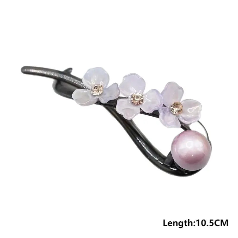 Korean Resin Flower Crystal Pearl Hair Clips for Women Large Size Twist Clip High-End High Volume of Hair Barrettes Accessory