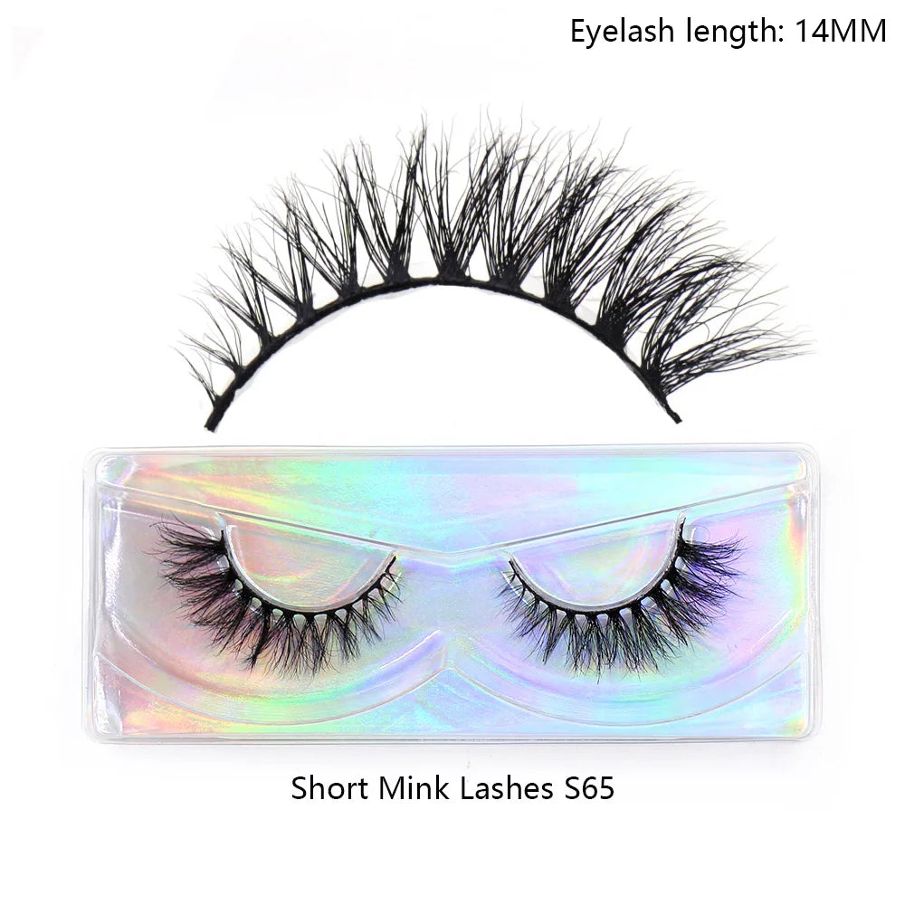 LEHUAMAO Maquiagem Short Natural Soft Mink Lashes Volume Fluffy Wispy Lashes 12mm-15mm False Eyelashes Eyelash Extensio Makeup
