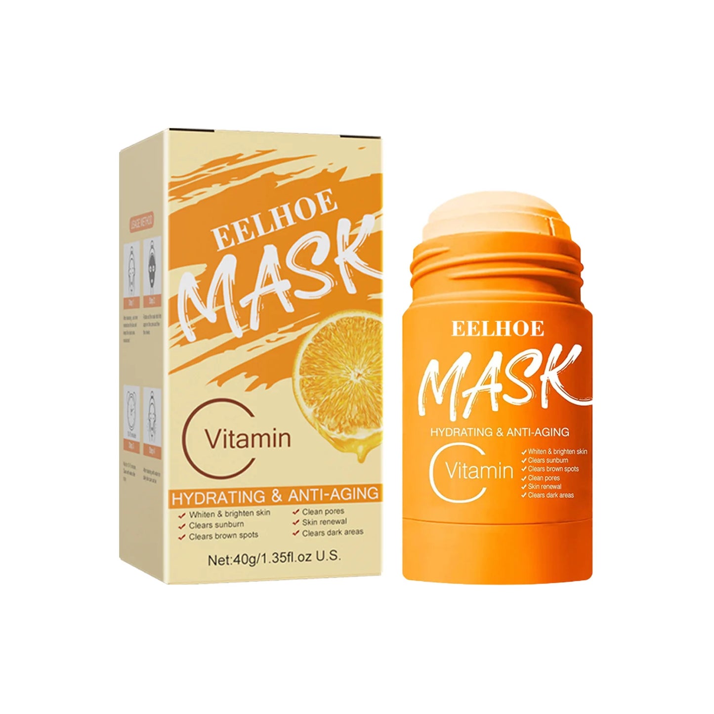 Green Tea Eggplant Solid Mask Series - Deep Facial Cleansing, Hydrating, Firming Skin, Leave-on Clay Mask Stick