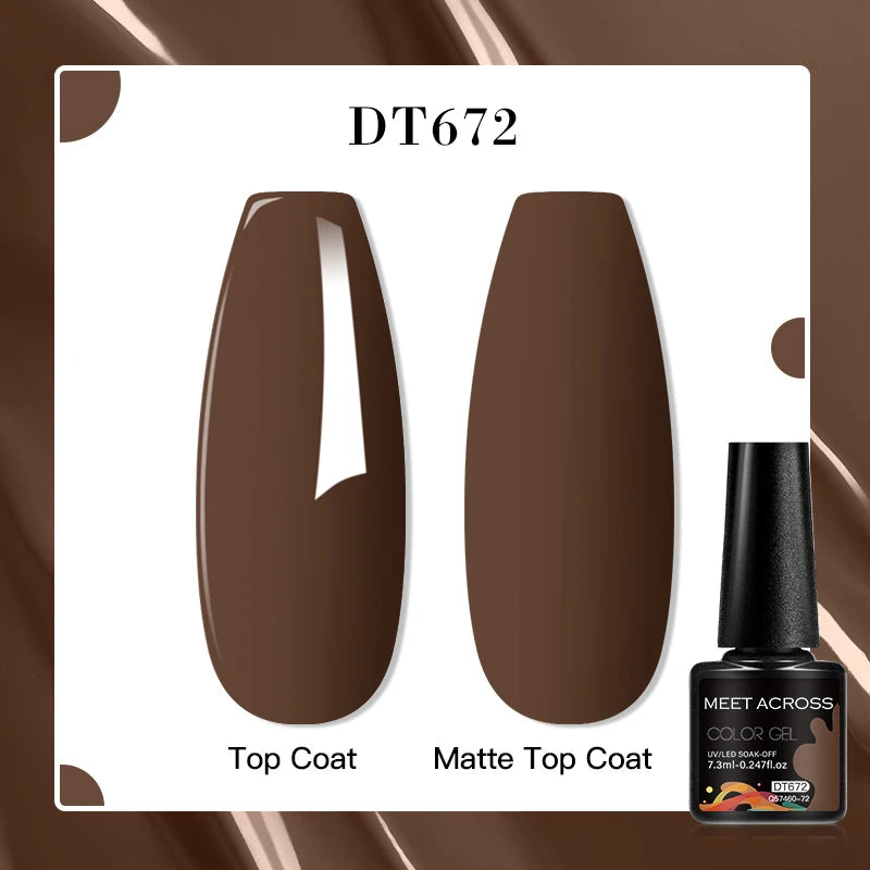 MEET ACROSS 160 Colors 7.3ml Gel Nail Polish Vernis Glitter Sparkly Semi Permanent Soak Off LED UV Gel Varnish Nail Art Manicure