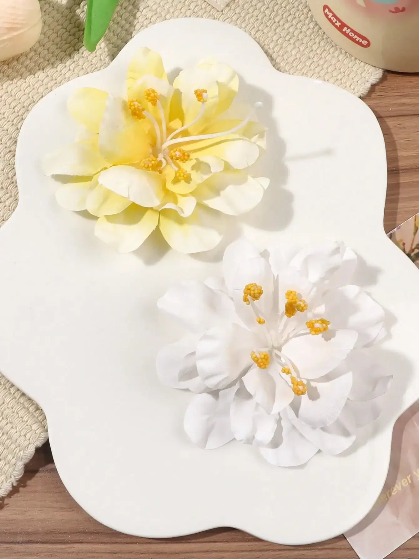 2pcs Boho Style Oversized Faux Flower Hair Clip Set, Elegant Beach Side-Bang Decor Headpieces Claw Clips Hair Claws Hair Barrettes, School Stuff, Pink Hair Clips, Vacation Outfits Woman, Girly, Hair Accessories, Valentines Ac