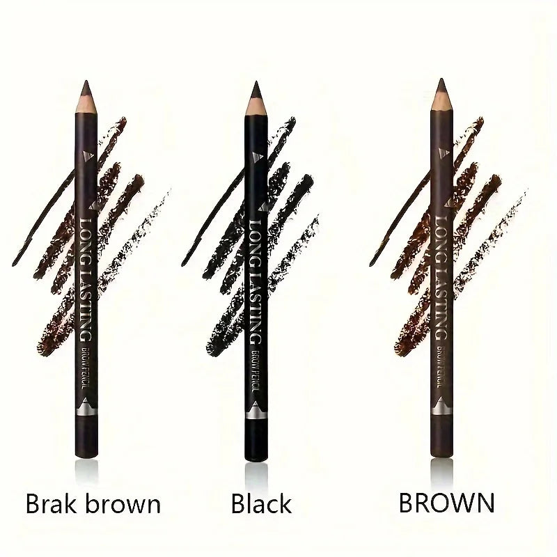 2-in-1 Wooden Handle Waterproof Eyeliner & Eyebrow Pencil, Sweatproof Makeup Pen for All Skin Types, Multi-Use Cosmetic Tool