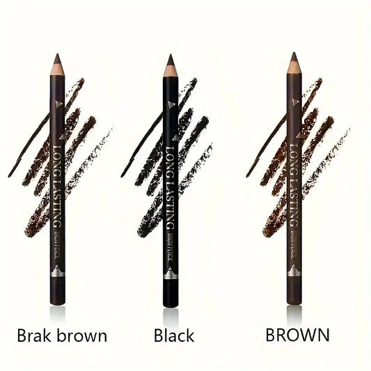 2-in-1 Wooden Handle Waterproof Eyeliner & Eyebrow Pencil, Sweatproof Makeup Pen for All Skin Types, Multi-Use Cosmetic Tool