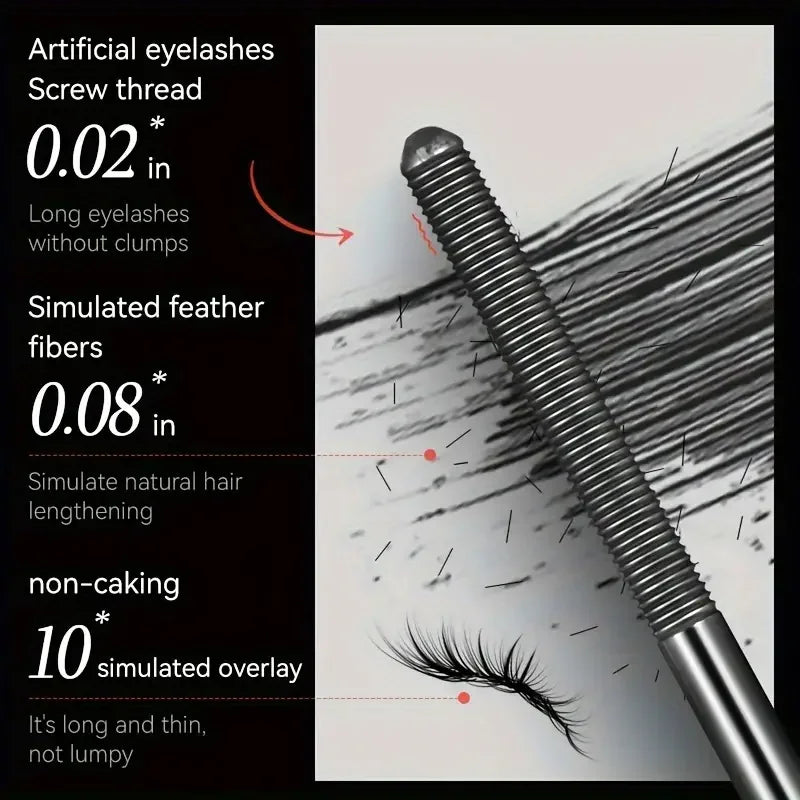 Steel Tube Mascara-Special Spiral Brush, Waterproof Long-Lasting Silk Fiber Mascara, Keep Each Eyelash Curled for a Long Time Ma