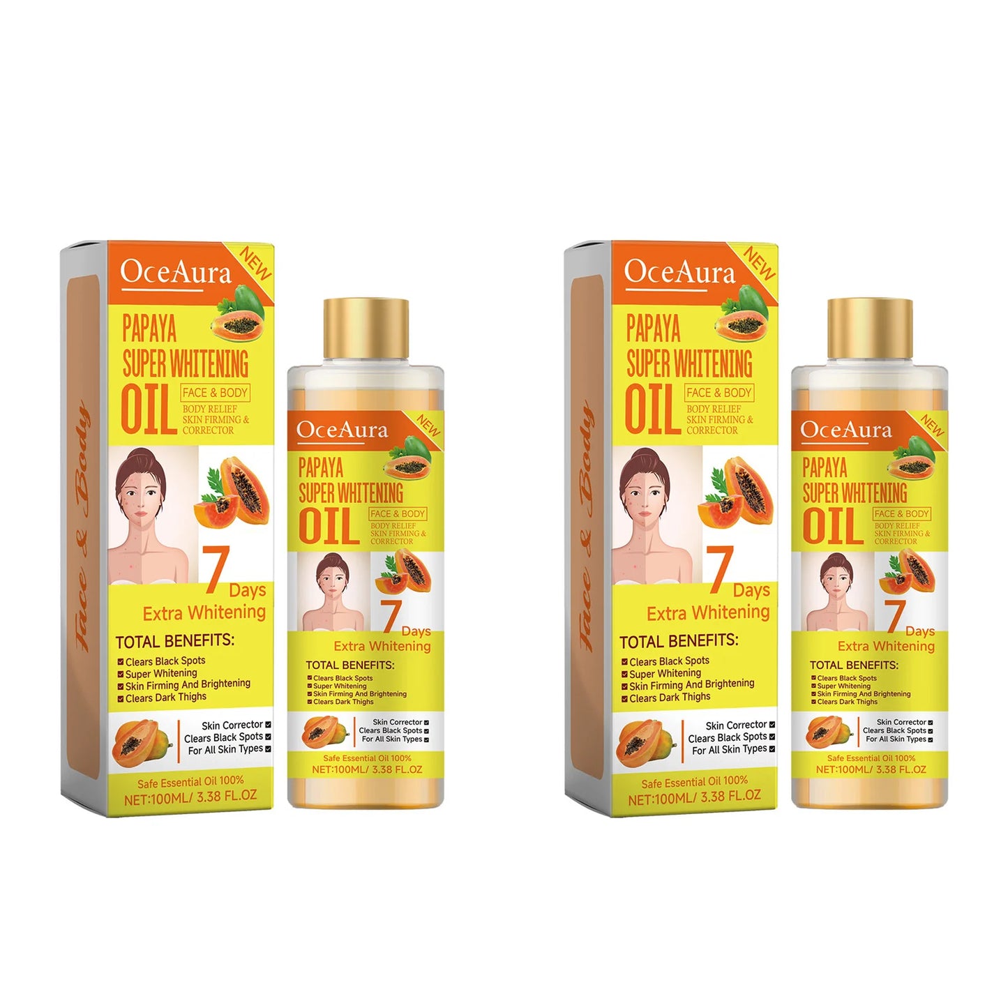 Papaya Whitening Body Oil Nourishing Brightening Skin Care Relaxing Muscle Smoothing Moisturizing Body Massage Skin Papaya Oil