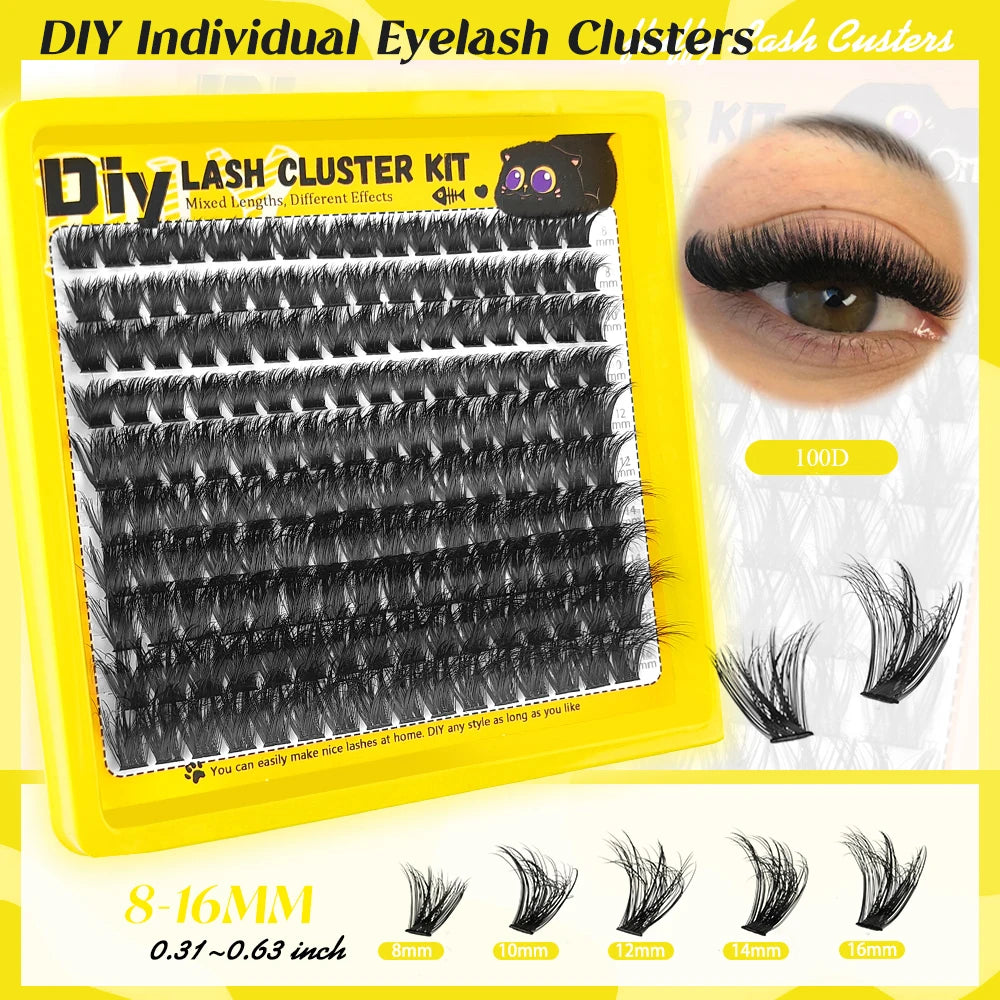 RED SIREN Segmented Individual Cluster Lashes Faux Mink Fluffy Wispy Manga Lash Bundles Self Graft False Eyelash Daily Makeup