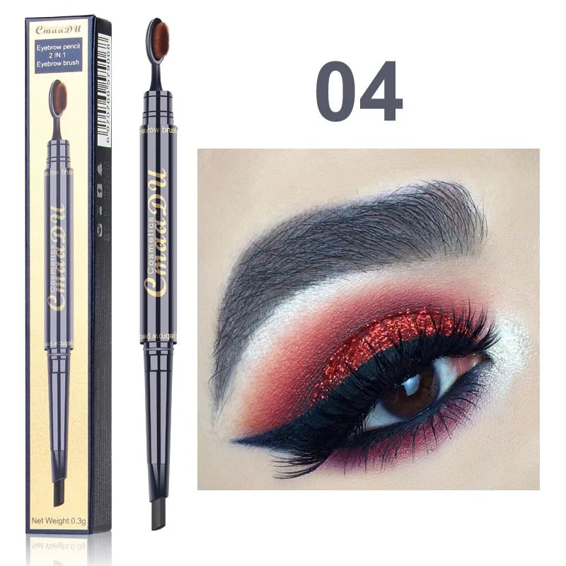 CmaaDu 2 in 1 Small Thin Long Tip Double Head Ultra-fine Eyebrow Pencil Waterproof Lasting Eyebrow Enhancers with Eye Brow Brush