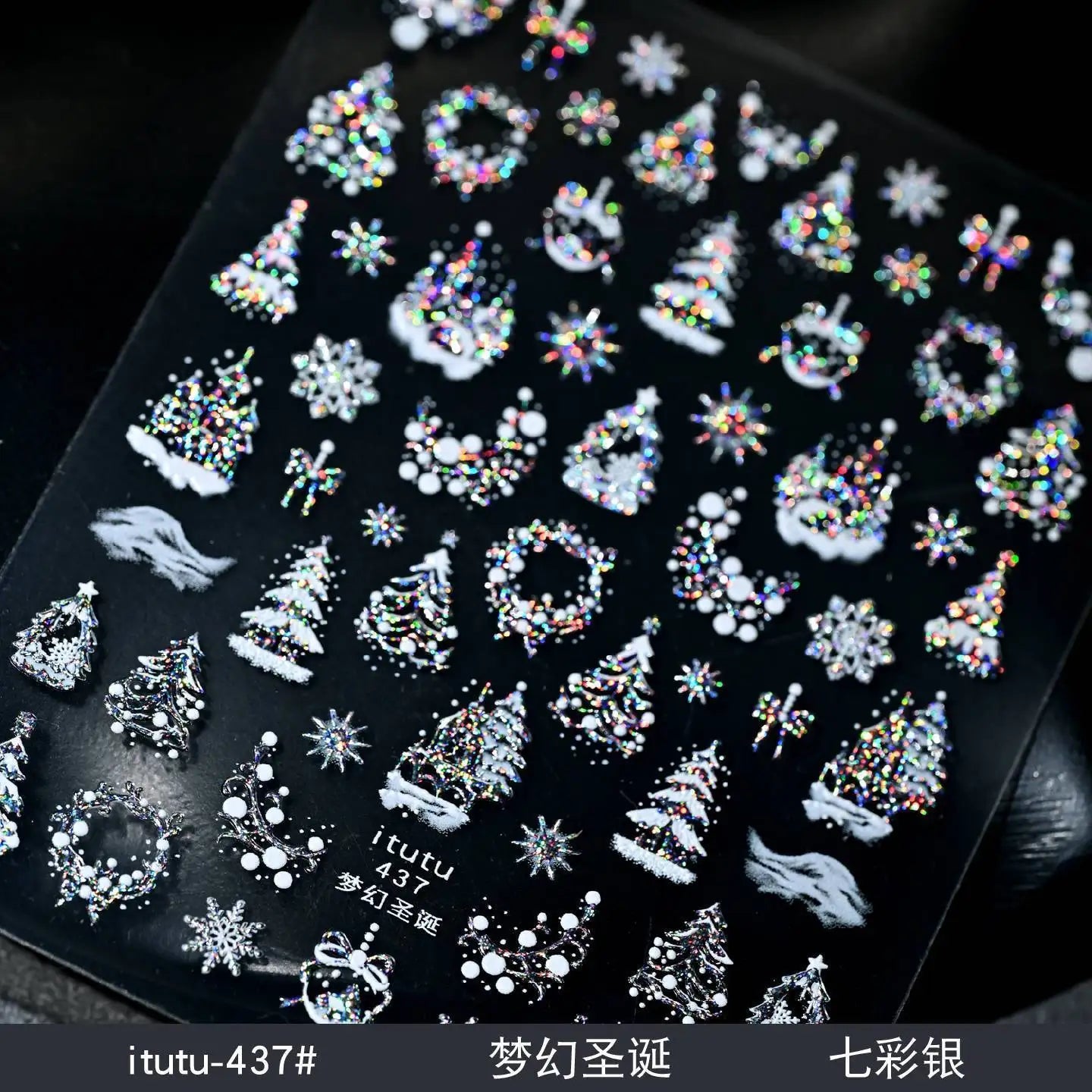 Christmas Nail Stickers Snowflake Nail Art Stickers Metal Silver Self-Adhesive Nail Decals ChristmasTree Winter Manicure Sliders