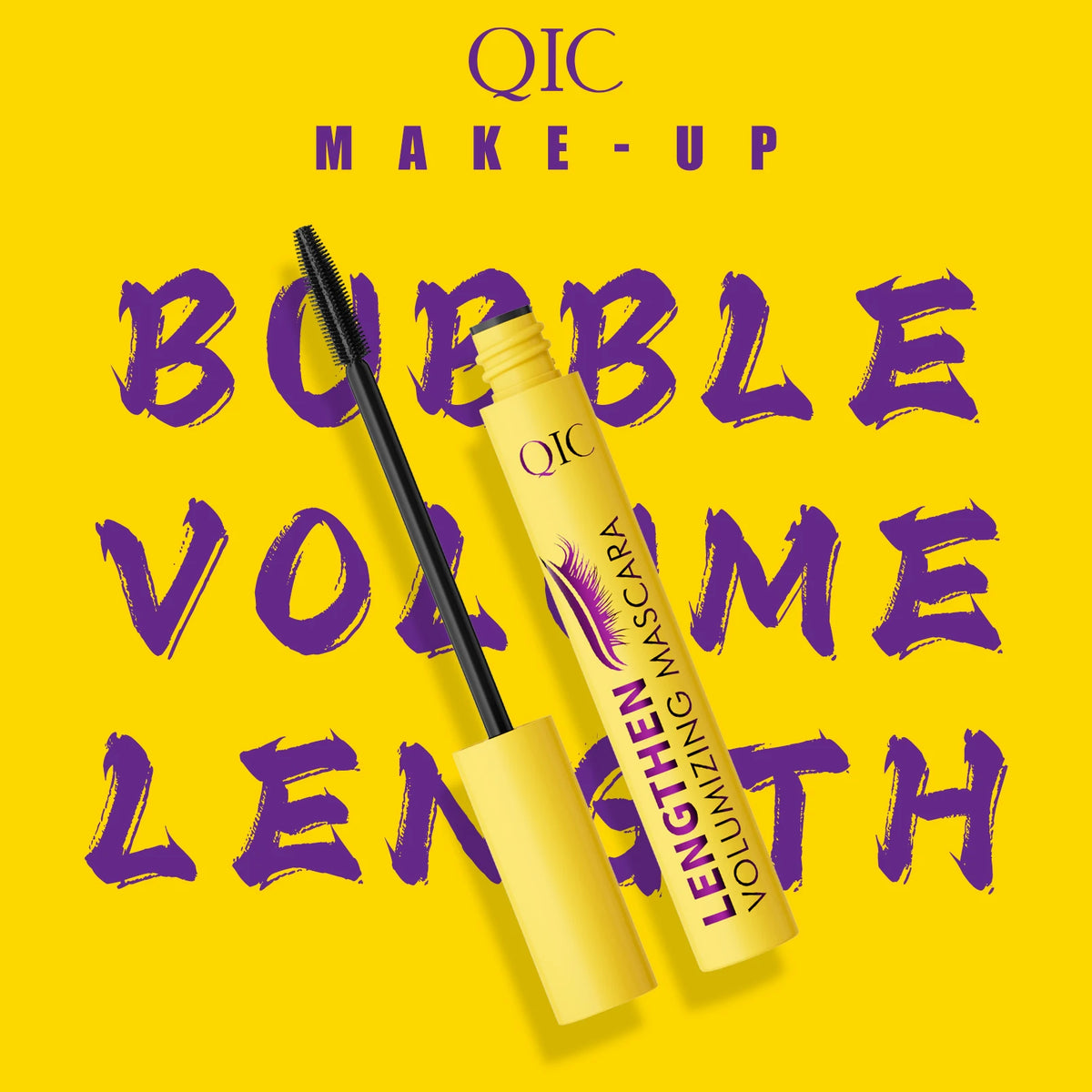 QIC 4D Black Mascara Brown Mascara Thickening, Lengthening, Curling, Waterproof Liquid Fiber Mascara.
