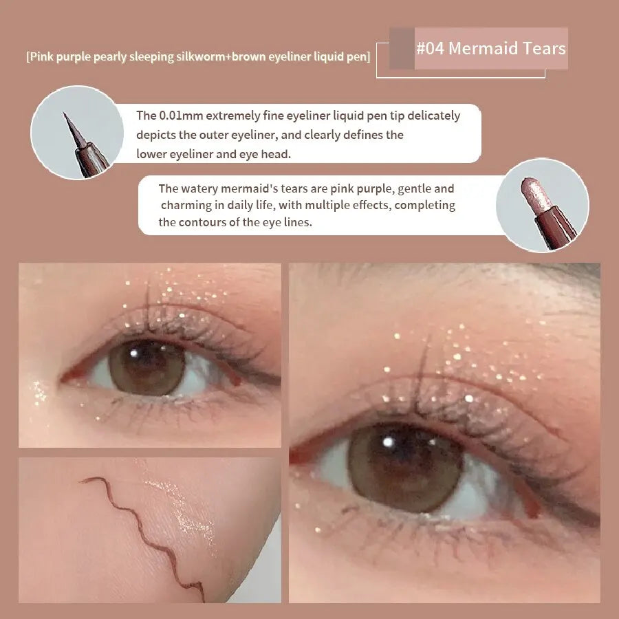Double Head Eyeliner Pen Very Fine Tip Lying Silkworm Eye Brightening Waterproof And Durable Not Easy To Halo Dye Natural