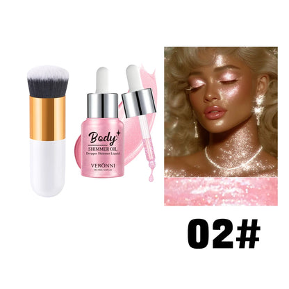 Body Shimmer Oil Set Liquid Highlighter Long Lasting Sequin Illuminating Moisturizing Highlight Facial Contour Brightening Mak