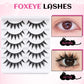 DINGSEN 5 Pairs Manga Lashes Cosplay Fake Eyelashes Strip Lash Soft Natural Look Fox Eye Korean Manhua Makeup False Eyelashes