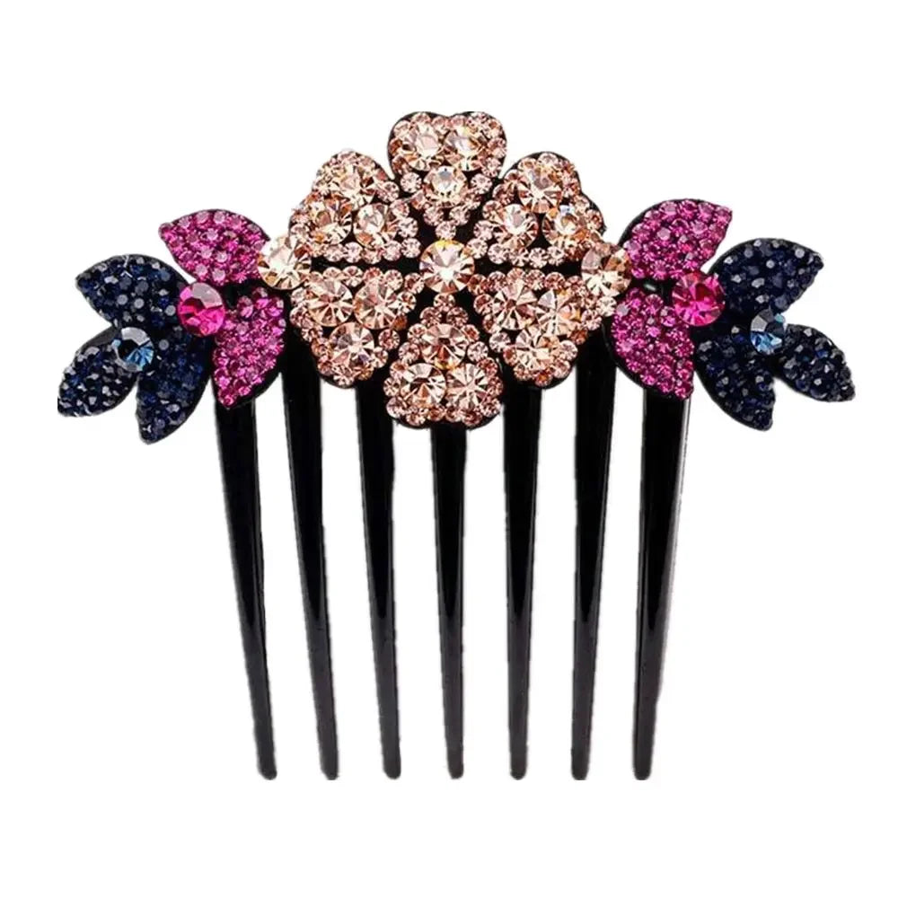 1PC Fashion Hair Comb Luxury Crystal Shiny Rhinestone Hair Clips Inlaid Flower Hairpin Hair Grips Elegant Bride Hair Jewelry