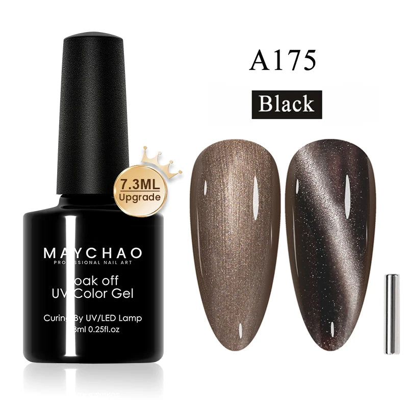 MAYCHAO 10ml Cat Magnetic Gel Nail Polish Cat Eye Glitter Effect Semi Permanent Soak Off UV Gel Varnish Manicure For Nail Art