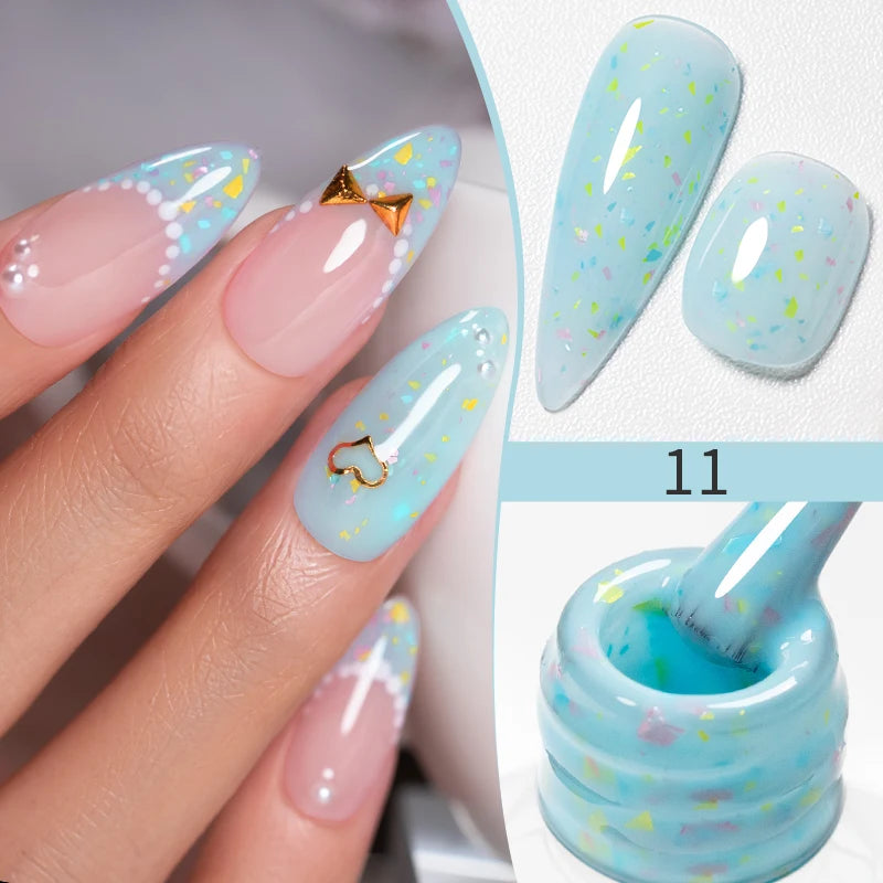 PUENTE Pearl Color Builder Nail Gel Polish Hema Free Shell Thread Glitter Nail Extension Semi-Permanent Construction Gel Varnish