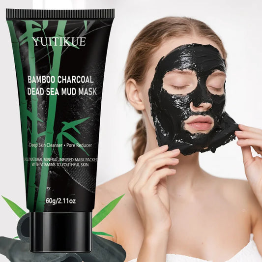 Bamboo charcoal Dead Sea mud mask, deeply cleanses pores, tightens pores, all-natural mineral-infused mask, rich in vitamins