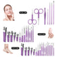 9/18/24/30 PCS Stainless Steel Manicure Set in Dazzling Purple & Blue - Modern Style Nail Clippers with Convex Blade, Non-Scente
