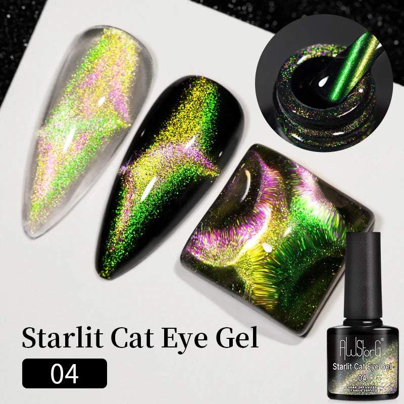 AWStorG 7.5ml Starlit Cat Magnetic Gel Nail Polish Must need Black Gel-Polaris Light Soak Off UV Gel Varnis Semi Permanent DIY