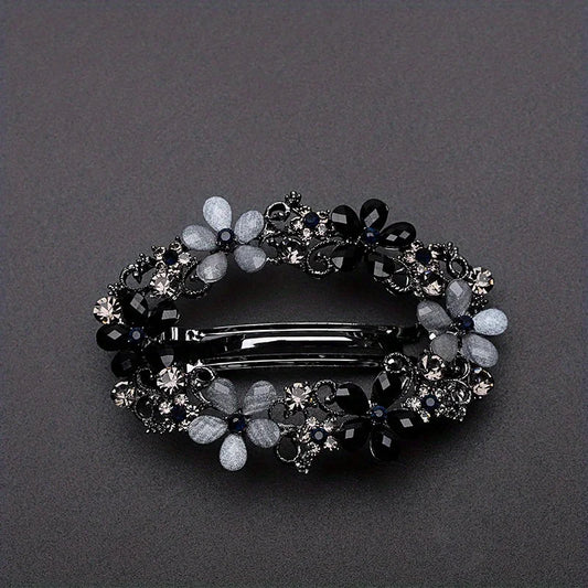 1Pc Retro Carved Rhinestone Hair Clip with Elegant Luxurious Design,retro Exquisite Design,highquality Texture,stable Grip
