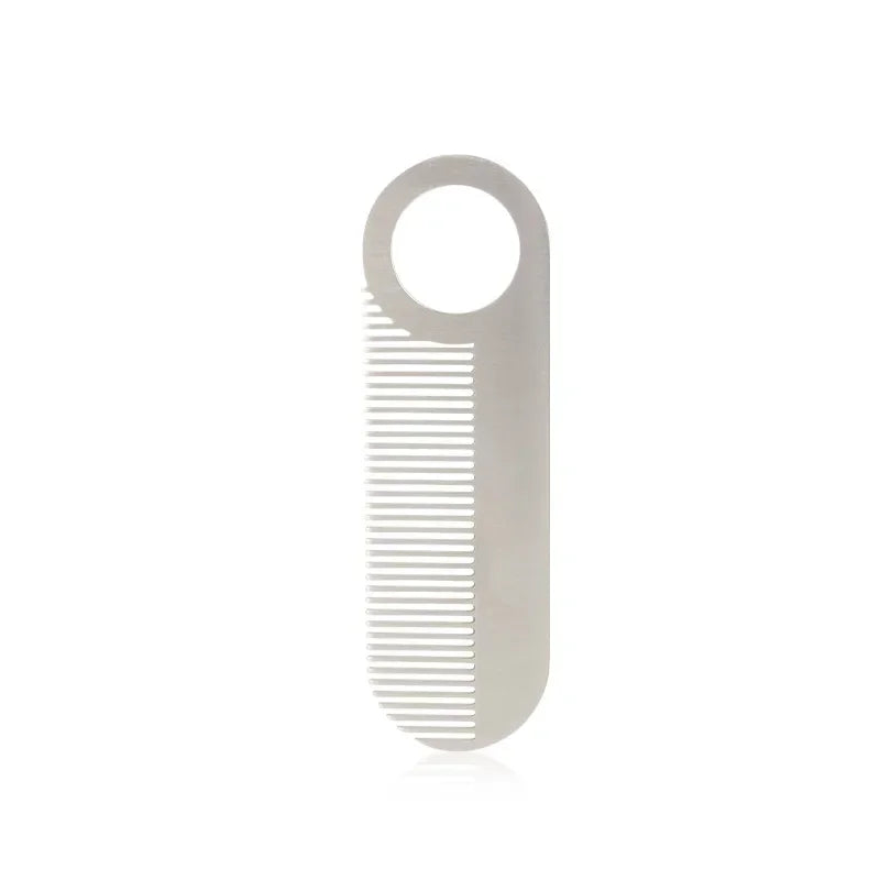 Stainless Steel Men's Beard Comb Portable Mini Oil Head Comb for Barber Mustache Care Shaping Tools Pocket Size Silver Hair Comb