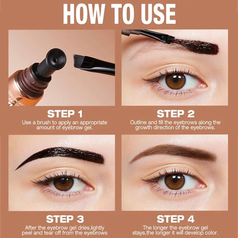 Semi-Permanent Tattoo Peel Off Eyebrow Gel Tint Cosmetics Waterproof Transfer-Proof Eyebrow Cream for Fuller Looking Brows