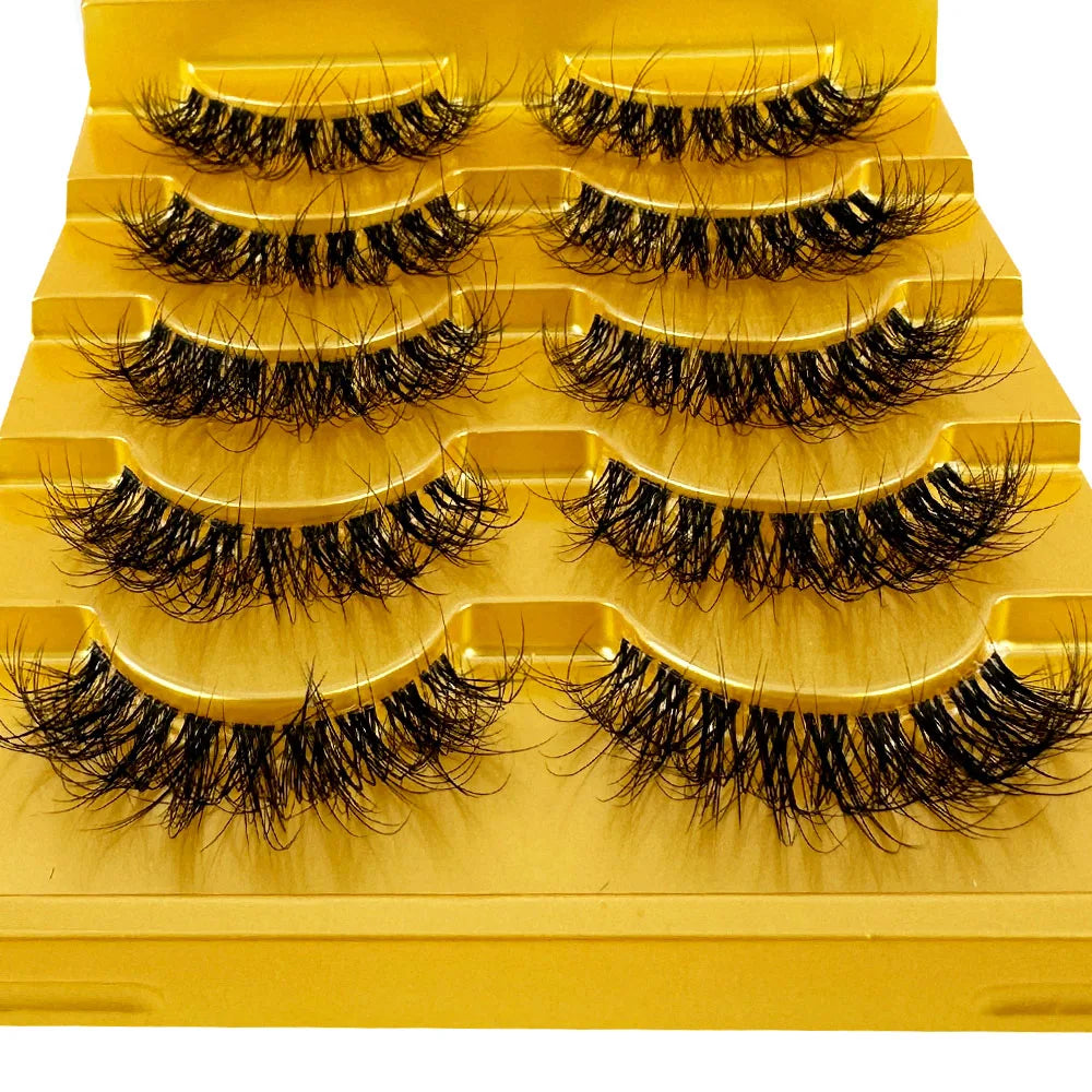 5pairs Mink Eyelashes Invisible Band Lash Extension Natural False Eyelashes Cross Cluster Fairy 3D Faux Big Eye Long Fake Lashes