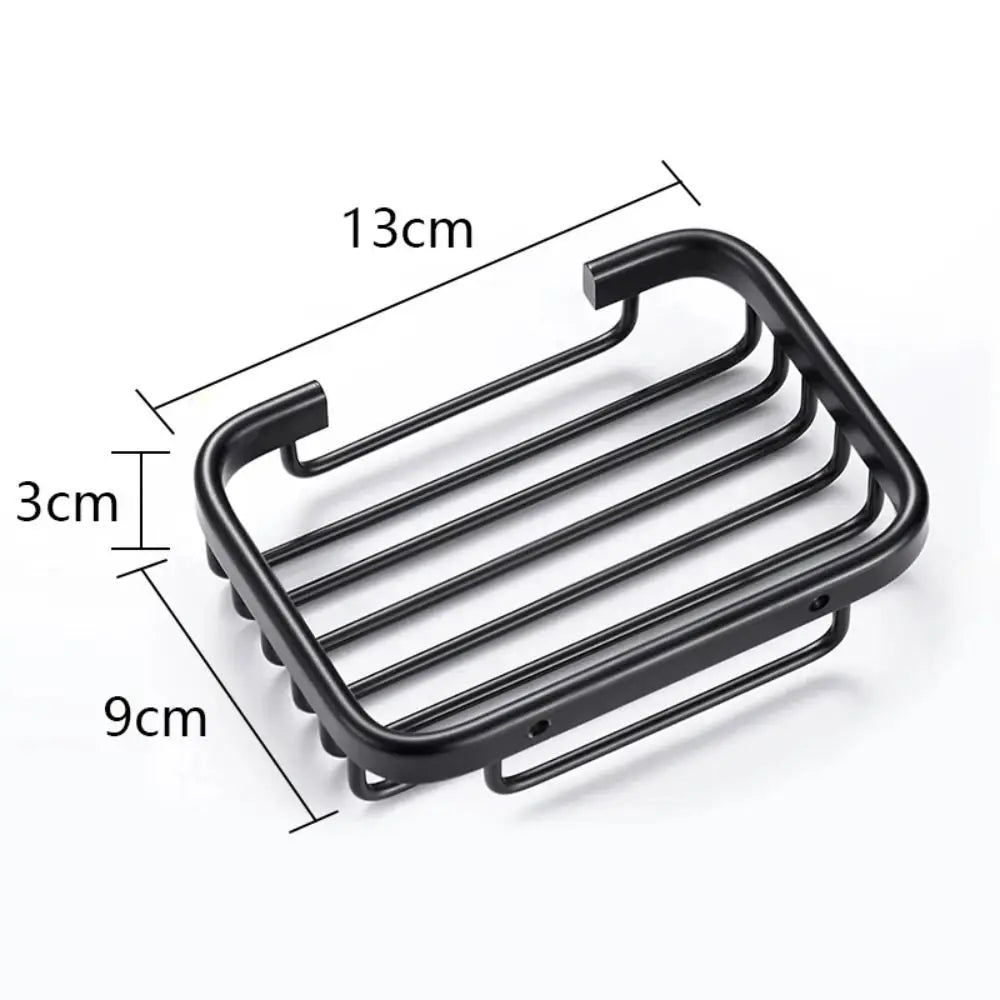 Quality Wall Mounted Soap Dish Self-adhesive Drill Free Metal Soap Holder Hollow Type Aluminum Soap Storage Rack Bathroom