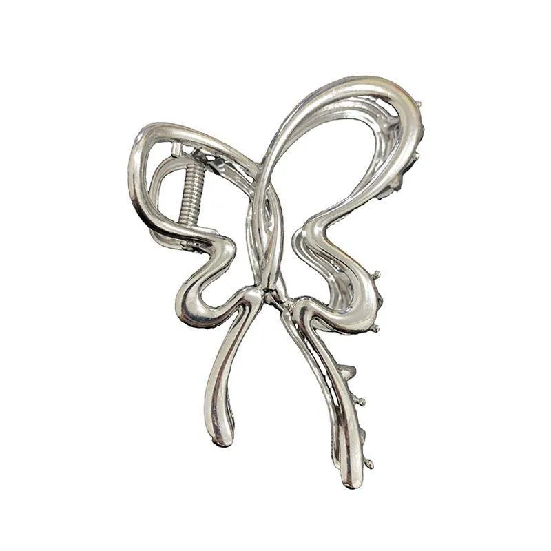 Fashion Silver Color Hollow Butterfly Hair Claw for Women Simple Metal onytail Shark Clip Hair Crabs Headwear Hair Accessories