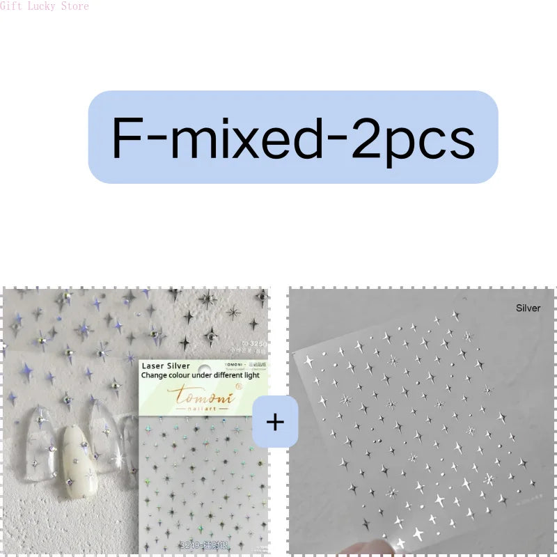 1piece 5D glass fragment nail sticker high quality stained glass window grille design glitter art decoration design nail sticker