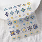 1PC Bohemia Nail Art Stickers 5D Bohemia Nail Sticker Decal Abstract Design Retro Blue Yellow Flower Self Adhesive Nail Supplies