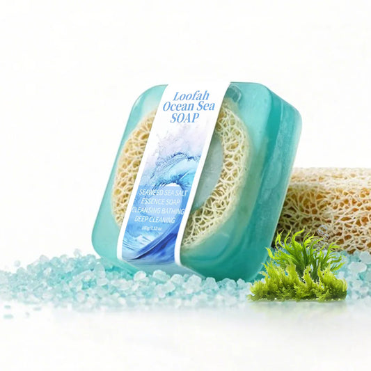 S+100g Sea Salt Loofah Soap Whitening Handmade Soap Face Body Wash Bar Loofah Soap