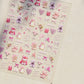 Pink Pudding Cherry Bowknot Heart shaped Star Claw Print Sweet Self Adhesive 5D Nail Art Decoration Sticker Manicure Decal DIY