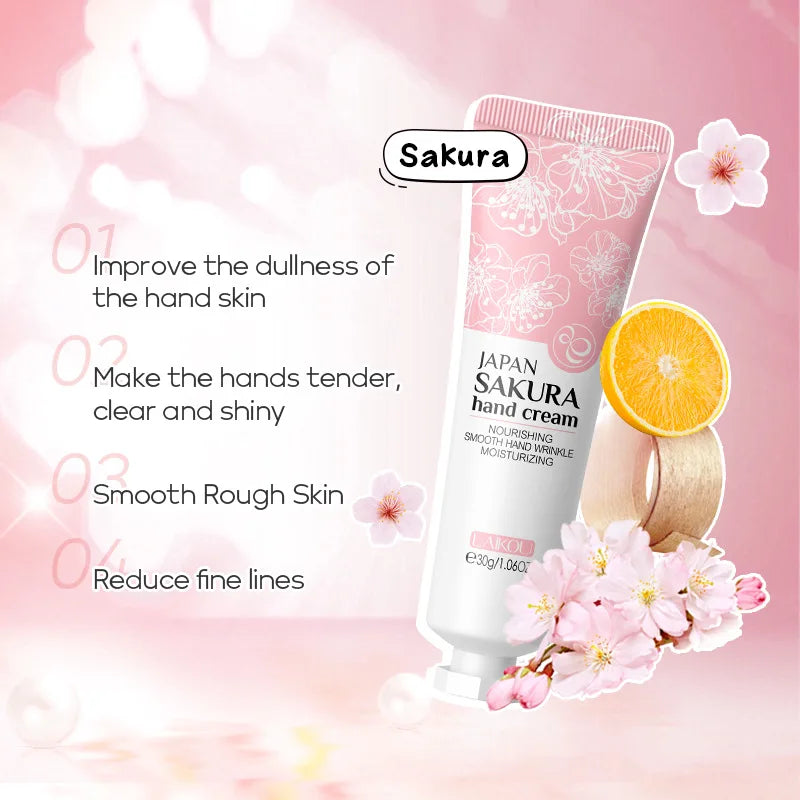 LAIKOU Sakura Hand Cream Whitening Wrinkle Removal Anti-crack Moisturizing  Greasiness Intensive Repair Hand Gream 30g