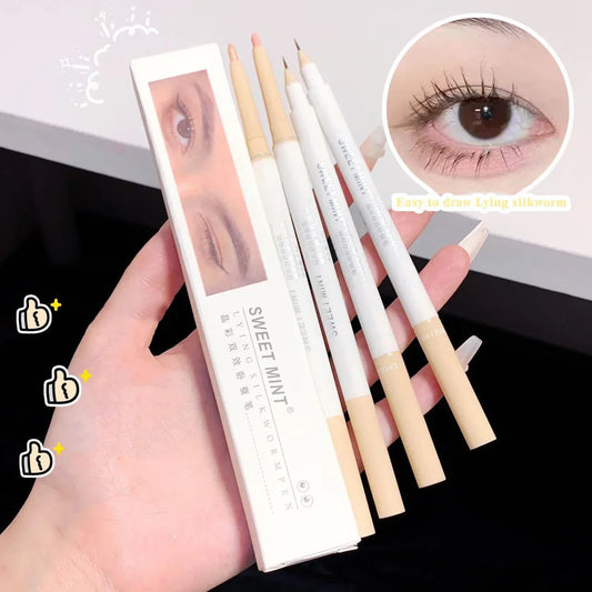 2 In 1 Liquid Eye Liner Shadow Pen Ultra Glitter Eyeliner Pencil Lasting Korean Eyes Makeup High Gloss Pigment Silkworm Gel Pen