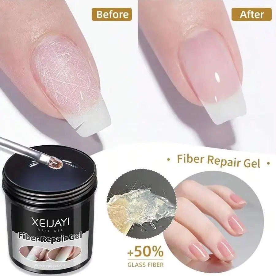 XEIJAYI 1Pc 100g Fiber Nail Repair Gel For Broken Nails, Transparent Nail repair Gel, Gel Nail Strengthener For Thin Nails